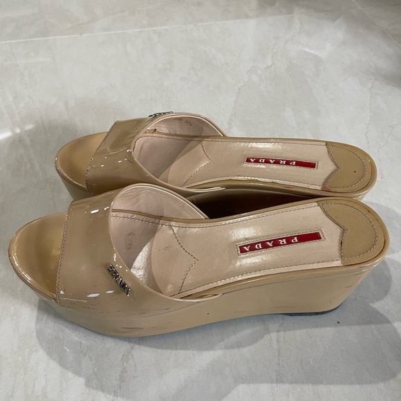 Prada - Beige Wedge Heels - Picture 3 of 7